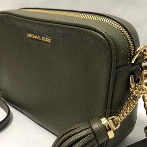Michael Kors Olive Gold Tassel Crossbody Purse Bag